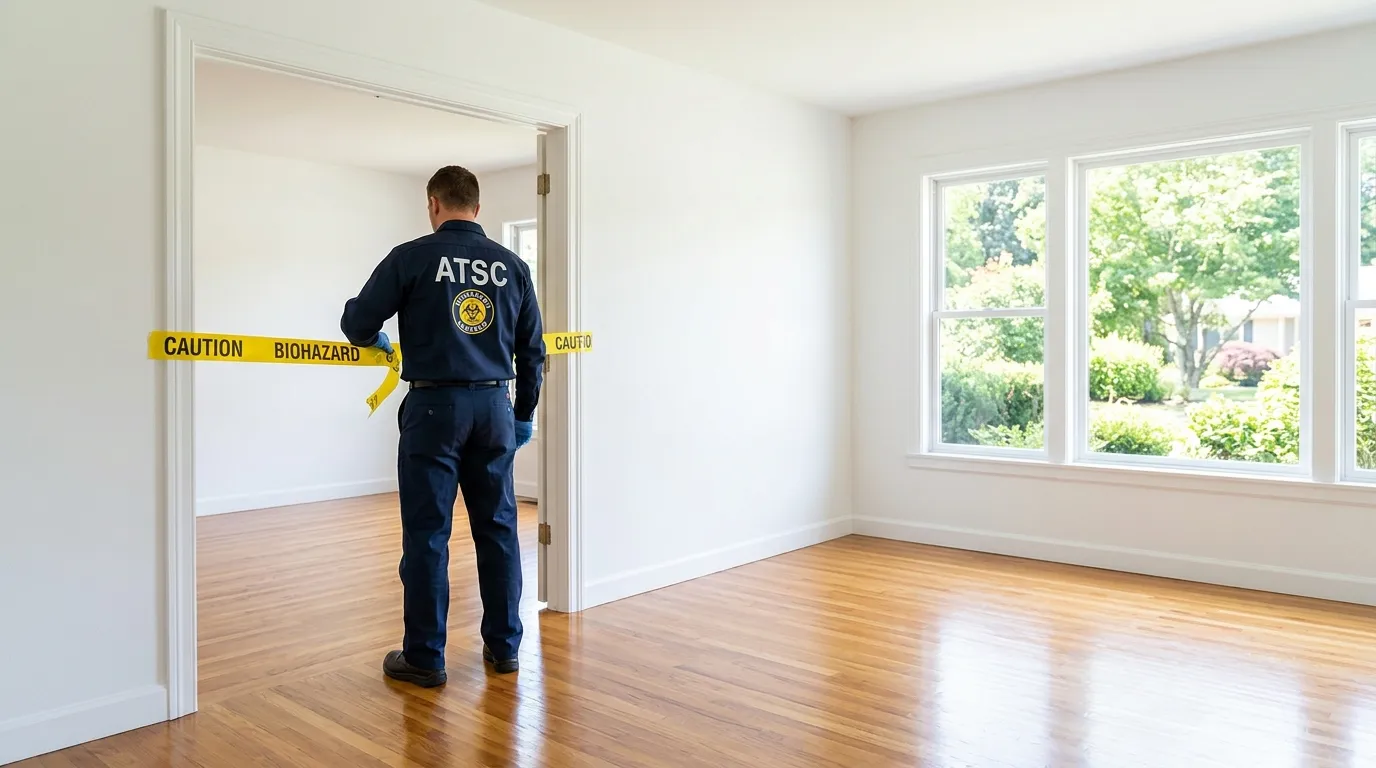 Certified biohazard cleanup crew performing Decomposition Cleanup in Keystone